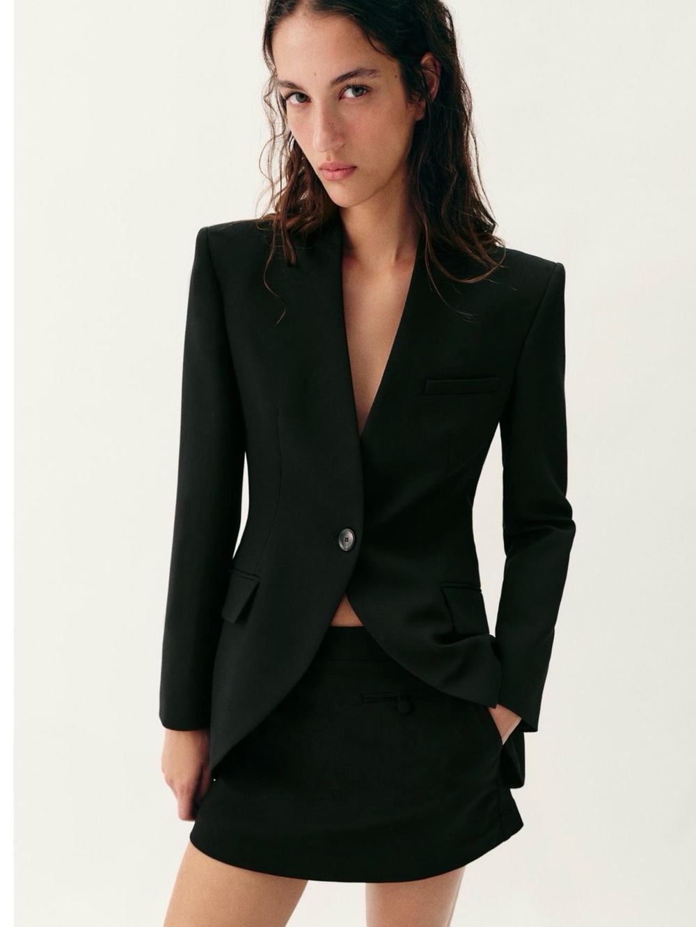 Black Asymmetric Women's Tailored Blazer - Zara
